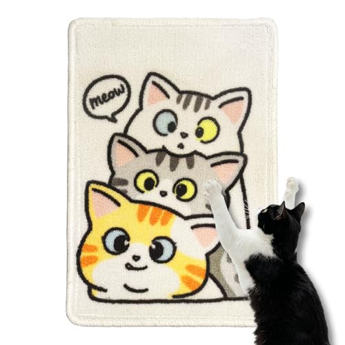 Bigpomelos Indoor Cat Scratch Mat & Pad, 19.69x13.78 Inch High-Density Loop Pile Furniture Protector for Couch, Floor & Wall,Cat Cooling Scratching mat,Summer cat Scratching Rug