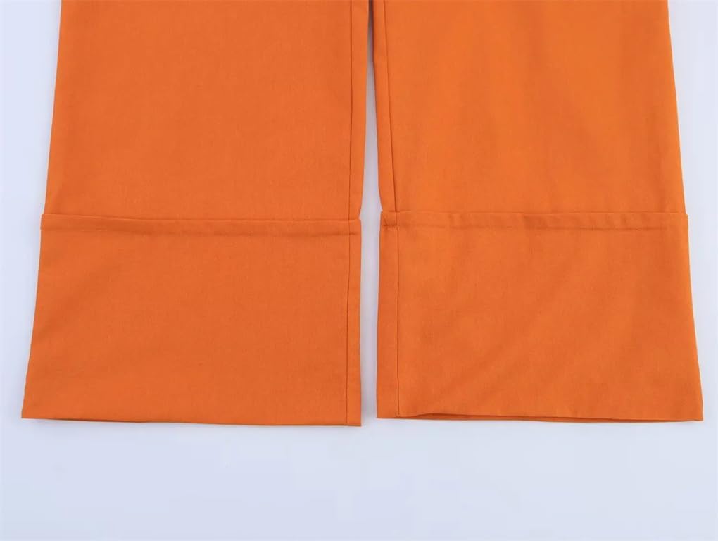 Women's Wide-Leg Solid Color Mid-Rise Casual Pants