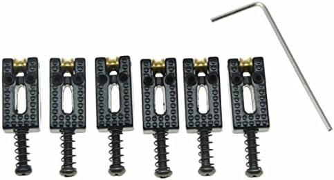 KAISH Pack of 6 Modern Electric Guitar Tremolo Bridge Roller Saddles for Strat or Tele Guitars Black