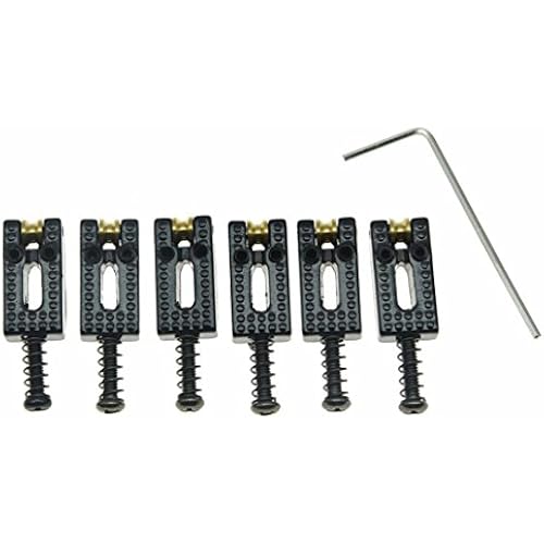 KAISH Pack of 6 Modern Electric Guitar Tremolo Bridge Roller Saddles for Strat or Tele Guitars Black