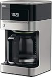 Braun BrewSense 12 Cup Drip Coffee Maker - Pause & Pour Mid Brew, Coffee Machine with 24-Hour Timer & Clock, Bold & Regular Strength, 1-4 Cup Functions, Self Clean, Auto Shutoff, Stainless Steel