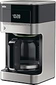 Braun BrewSense 12 Cup Drip Coffee Maker - Pause & Pour Mid Brew, Coffee Machine with 24-Hour Timer & Clock, Bold & Regular Strength, 1-4 Cup Functions, Self Clean, Auto Shutoff, Stainless Steel