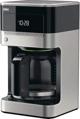 Braun - Braun BrewSense 12 Cup Drip Coffee Maker - Pause & Pour Mid Brew, Coffee Machine with 24-Hour Timer & Clock, Bold & Regular Strength, 1-4 Cup Functions, Self Clean, Auto Shutoff, Stainless Steel