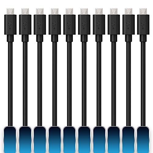 Mopower USB Cable Pack, 10 Pcs 1.6FT High Speed USB 2.0 A Male to Micro B Charge and Sync Cables for Samsung Galaxy,HTC,BlackBerry and Motorola Smartphones & Tablets Black (10-Pack)