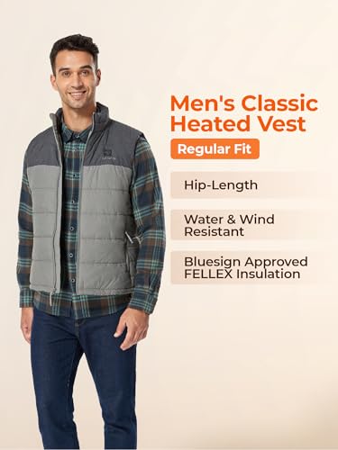 Image of ORORO Men's Heated Vest Lightweight 4-Zone USB-C Battery Heated Puffer Vest