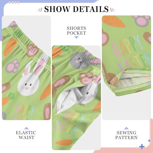 Bunny Paw Print Carrot Boys Long Pants Soft Trousers Elastic Waist Kids Lounge Bottoms with Pockets S-XL4