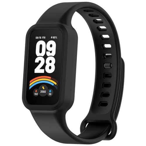 YKNIUFLY Correas Compatible con Xiaomi Smart Band 9 Active, TPU Silicona Suave, Antideslizante, Correa de Repuesto Ajustable, Funda Protectora y Correa en Uno.(Medianoche Oscura)