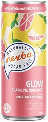 Nexba Naturally Sugar Free Glow Grapefruit Sparkling Nootropics, 330ml (Pack of 12)