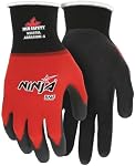 MCR Safety Ninja BNF N96970XL Work Gloves, 18 Gauge NylonSpandex Shell, Breathable Nitrile Foam(BNF) Coated Palm & Fingertips, X-Large