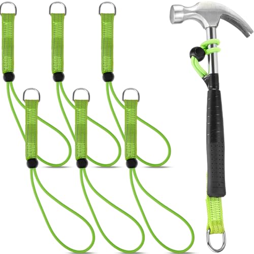 Vincreem 6 Pcs Tool Tail Attachment with Metal Loop End Load Ring Lanyard Adjustable Tool Lanyard, 15 Pounds, 11.81 Inch Long, Green by Vincreem - Used condition - US$12.44