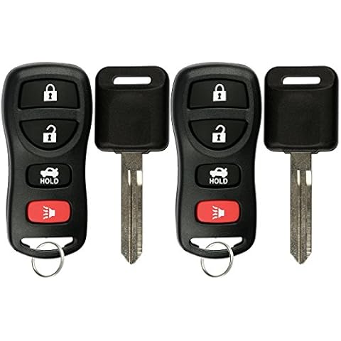 KeylessOption Keyless Entry Remote Fob Uncut Blank Car Ignition Key for Nissan Infiniti KBRASTU15 (Pack of 2) Cover