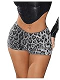 SHENHE Women's Glitter Sequin Leopard Shorts Low Rise Sexy Rave Club Outfits Booty Shorts Hot Pants Grey...
