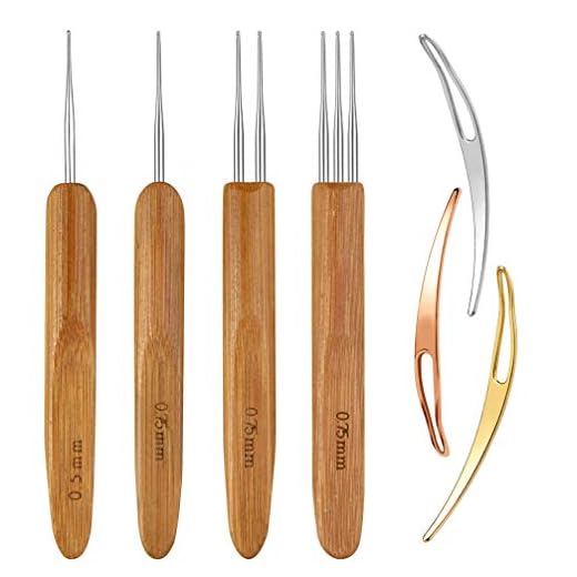 7 Pieces Dreadlock Crochet Hook Include Dreadlocks Crochet Hair Weaving Needle Tool 2 Pieces 1 Hook + 1 Pieces 2 Hooks + 1 Pieces 3 Hooks + 3 Pieces Hair Braid Craft Locking