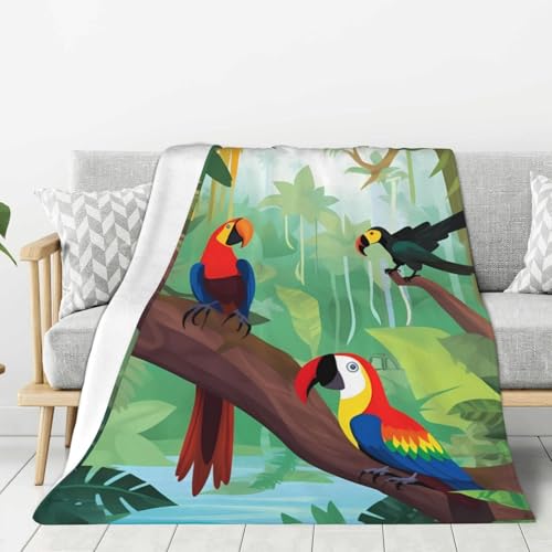 Couverture molleton doux Ara tropical pour vos soirées cocooning au salon