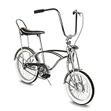 Tracer - City Bike, Classic Beach Cruiser, Banana Seat, Lowrider Springer Fork, High Rise Handlebar, Drum Brake, Bucket Saddle, Black Fat Tire, Retro Bicycle, Smart - Chrome