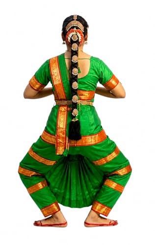 Image of Culture Creation Girls Bharat Natyam Dance Dress | Bharat Natyam Classical Dance Costume for Girls Fancy Outfit Competitions /Annual Functions /School Events