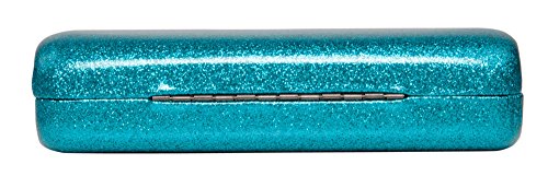 Mermaid Blue Medium Premium Fashion Women's Hard Eyeglasses Case By Spunky Soul | Glitter Blue | Bonus Cleaning Cloth (Medium Mermaide Blue) #TOP2