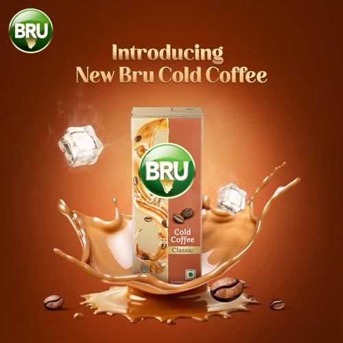 Image of BRU Classic Cold Coffee Tetra Pack, 180ML, Ready to drink, Beating the Summer Heat, with Tasty Coffee and Milk. Thick and Creamy,