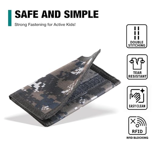 Image of Kids Wallets for Boys & Girls, Toddler to Teen with Magic Sticker, RFID Nylon /Canvas Wallet with Coin Pocket