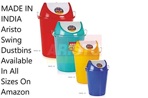 Image of ARISTO Swing Lid Garbage Waste Dustbin with Metal Side Handle 80 ltr (BLACK /BLACK) PACK OF 2
