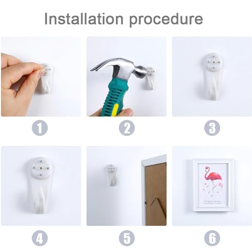 Image of 50 PCS 1.2In Large Invisible Nail Hangers,Powerful Drywall Picture Hooks to Stucco Without Drilling Cinder Block Wall Hangers Fasteners Traceless Hardwall Hangers with Hook Handrail