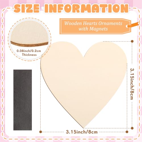 Qunclay 40 Pcs Wooden Heart Magnets, 3.15" Unfinished Wood Heart for Craft by Qunclay - Used condition - Image 2