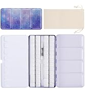 PEVART Empty Watercolor Paint Palette case，Metal Water Color Tin Box Palette with 52 Empty Half P...