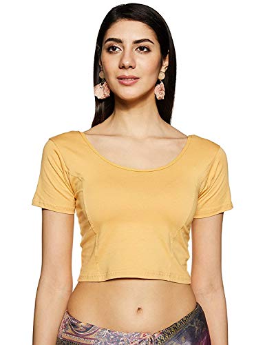 Women's Cotton Lycra Stretchable Readymade Saree Blouse Light Beige