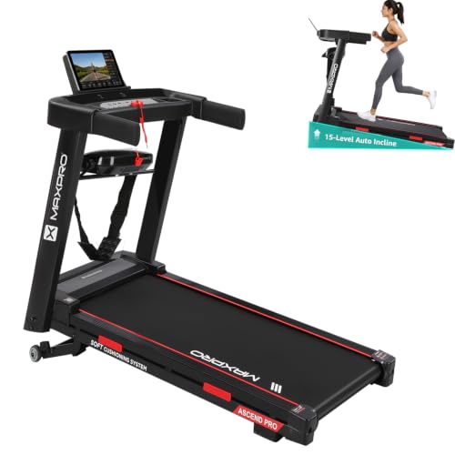 Image of Maxpro Ascend Pro 5Hp Peak BLDC Motor|14km /h Speed |15 Level Motorized Incline LED Display with Tablet Holder | 12 Preset Program |120Kg User Weight | Multifunction Treadmill for Home use