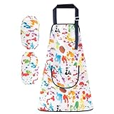 Acunny Küchenschürze, verstellbar, für Mantel, Handwerk, mit Ärmeln, Malschürze, für Alter 2 – 12 Jahre, zum Backen, Malen, Küche, Klassenzimmer, Haus, Outdoor, Schule, 17 Meter (5-8 Jahre), H