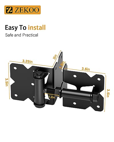 Zekoo Self Closing Gate Hinges, Make For Stainless Steel 304, Rust Proof, Use For Vinyl Fence Gate And Wood Gate, Heavy Duty Gate Hinges(Black 2 Pieces) #TOP1