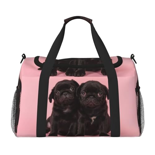 Sac de week-end carlin noir mignon pour voyager l'esprit léger et avec style