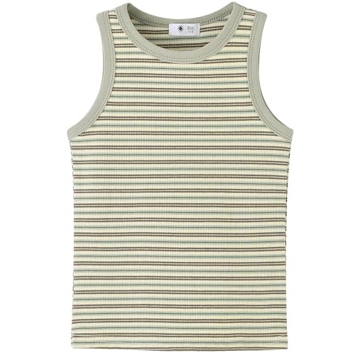 Image of BINIDUCKLING Toddler Tank Top Girls Summer Cute Striped Sleeveless Top 24 Months-8 Years