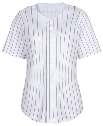 Baseball Jersey Women Shirt Button Down Blank Softball Jersey Short Sleeve Hip Hop Active Hipster Shirts