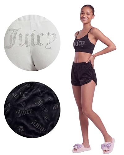 Image of Juicy Couture Women's 2-Pack Sleep and Lounge Velvet Fleece Dolphin Shorts