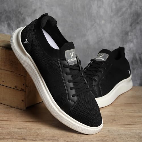 Image of YOHO Trip Sneakers for Men | Stylish Casual Shoes with Elastic Laces | Comfortable, Stretchable & Ultra-Lightweight | Premium Breathable Mesh Fabric