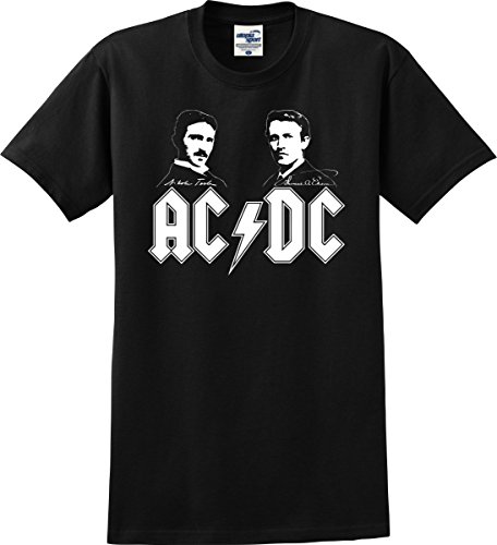 Alternating Current/Direct Current Tesla Edison Science T-Shirt (S-5X) (Medium, Black)