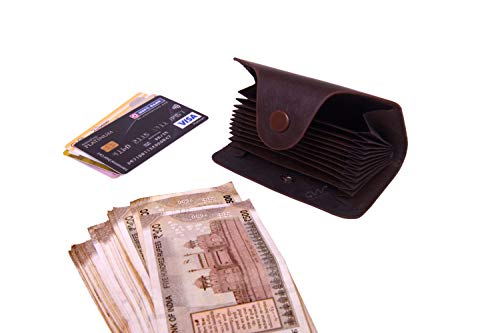 Image of Cable World 10 Slots Leather Credit Card Holder Men's Wallet (Brown, 10.5 x 7.5 x 2.5 cm)