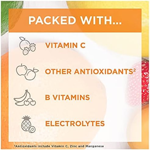 Emergen-C 1000mg Vitamin C Powder for Daily Immune Support Caffeine Free Vitamin C Supplements with Zinc and Manganese, B Vitamins and Electrolytes, Super Orange Flavor, 0.32 Ounce (Pack of 30)