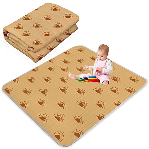 Image of Funtery 43 x 43 Inch Boho Baby Play Mat Portable Crawling Washable Foldable Tummy Time Non Slip Baby Floor Large Playpen Mat for Infants Toddlers Floor Playpen Activity(Boho Sun)
