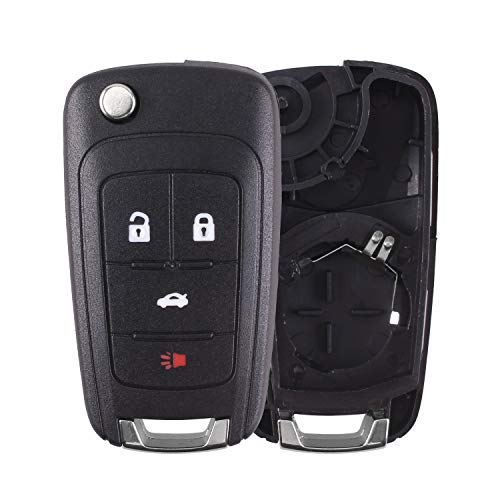 Heart Horse 4 Buttons Remote Flip Folding Key Shell Case Fob for Ch-evy C-ruze Sonic I-mpala/GMC T-errain//O-pel Keyless Entry Remote Key Fob