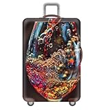 Treer Funda Maleta Grande Mediana S/M/L/XXL, Fundas Maletas de Viaje con Cremallera Elástica Lavable Prueba de Arañazos y Polvo Protectora de 18-32 Pulgadas (L,Hermosas Impresiones 2)