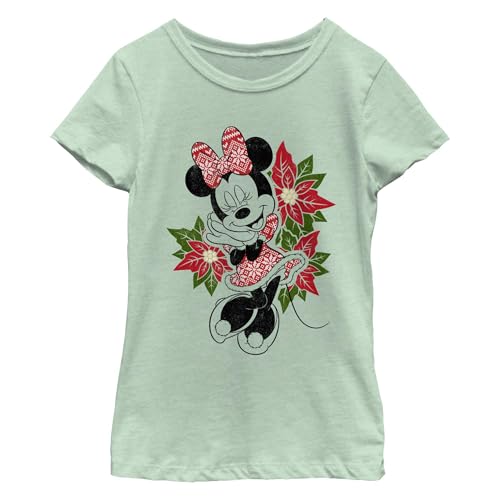 Disney Characters Christmas Fairisle Minnie Girl's Heather Crew Tee