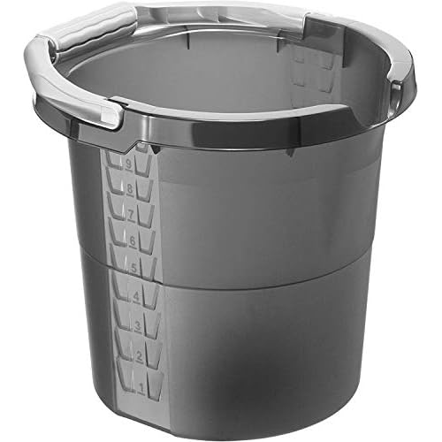 Rotho Daily Eimer 10l mit Softgriff, Ausguss und Skala, Kunststoff (PP) BPA-frei, anthrazit, 10l (32,0 x 29,0 x 27,5 cm)