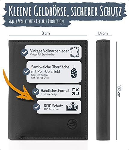 Wolfstrøm Unisex Geldbörse aus Leder mit Münzfach und RFID-Schutz