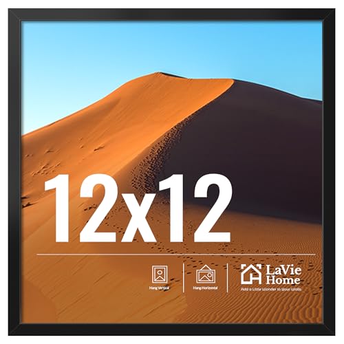 LaVie Home 12x12 Picture Frame for Wall Display, 12x12 Black Picture Frame with HD Plexiglas, 12 x 12 Square Frame 1 Pack, Display Frame for Vertical or Horizontal, Classic Collection