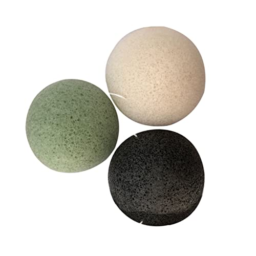 Beaupretty 3 piezas Esponjas Faciales de con Activado de Bambú para Limpieza Suave de Negro Blanco Verde Esponjas Porosas Naturales para Exfoliación y Cuidado Facial