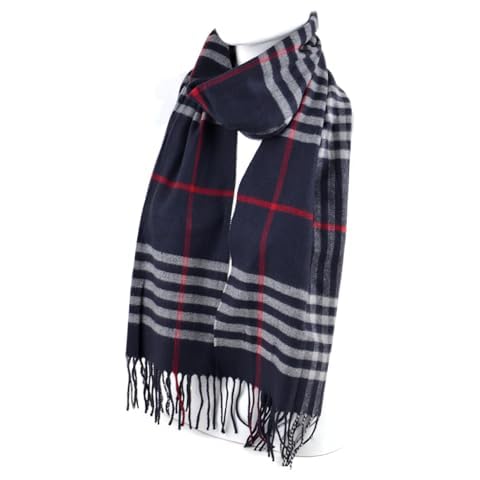 Umo Lorenzo Soft Luxurious Cashmere Feel Fall Scarf for Men and Women - Plaid Designer Scarves Cover