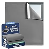 Sinotalent Portable Blackout Curtain No Drill Blinds, Easy Install Blackout Window Cover Bathroom Curtains, Light Blocking Window Curtain Panels Pack of 2pcs. (Gray, 29' W x 30' L)