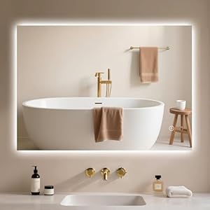 Archaluxe Badspiegel-mit-Beleuchtung 80x60cm - Badezimmerspiegel LED Badezimmer Spiegel mit Beleuchtung, Touch-Schalter, Dimmbar, 3 Lichtfarben, Wandspiegel Led-Spiegel-Bad Horizontal/Vertikal